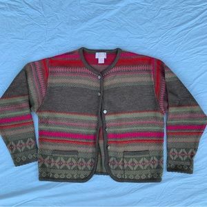 Vintage Tally Ho Fair Isle Sweater Cardigan